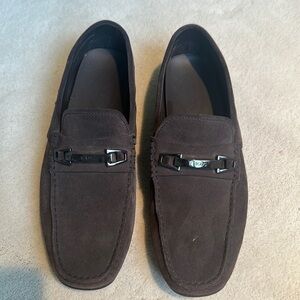 Tods Men’s Dark Brown Suede Gommino Driving Loafers Shoes